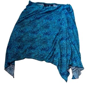 New York & Company Blue Snakeskin Print Sharkbite Hem Skirt SZ XL